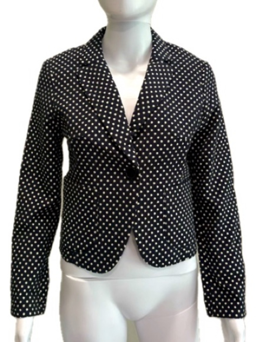 ASOS Polka Dot Blazer Womens Size 2 XS Black White Cropped Single Button Jacket